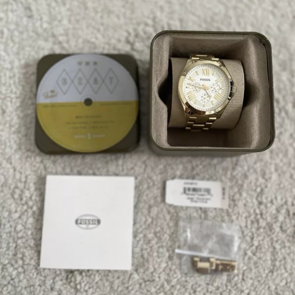 Fossil Cecile MultiFunction Stainless Gold Tone Quartz Watch AM4510 NEED BATTERY
